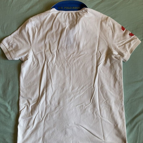 U.S. Polo Assn. White Piqué Polo Shirt Large with Yellow Embroidery