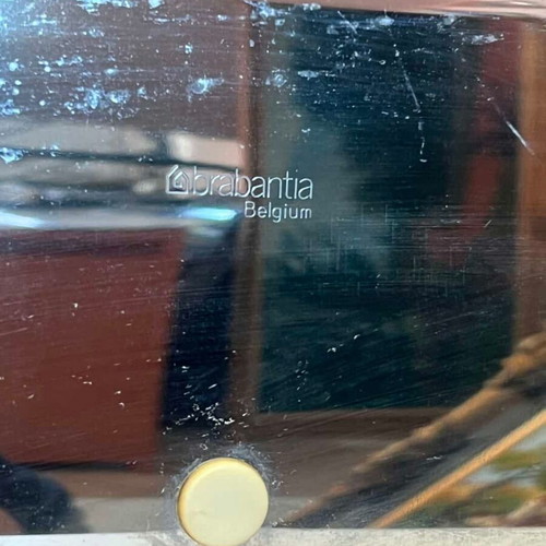 Brabantia bread box used, stainless steel with wooden details 19x47x27
