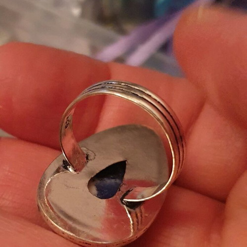 Sodalite Silver Plated Ring New, Size USA 9, Handmade