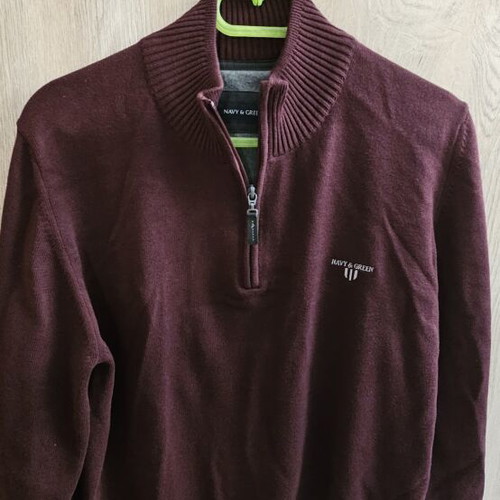 Navy & Green men's cotton sweatshirt XL new, burgundy with zipper