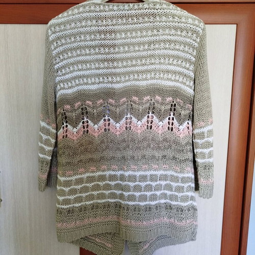 Woolnet women's knitted sweater used, beige and pink