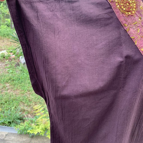 Caftan new, eggplant color with gold sequin embroidery