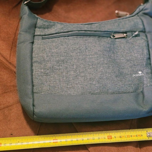Passenger men's shoulder bag with RFID anti-theft protection, grey