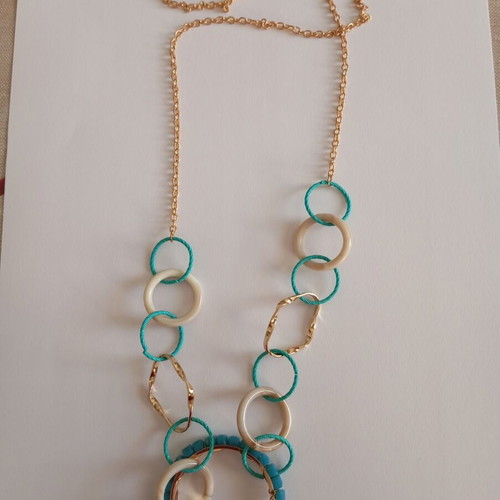 Necklace new in blue, white and gold