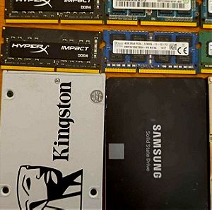 Δίσκοι SSD και Μαγνητικοί και RAM DDR4 και DDR3 για laptop (όλα μαζί)