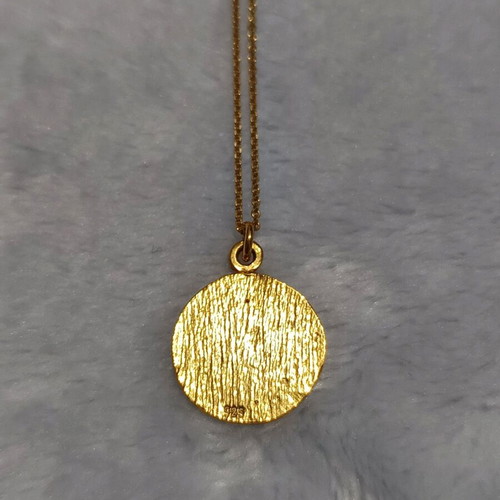 Silver Necklace 925 Yellow Gold Plated with Red Enamel and Crown New