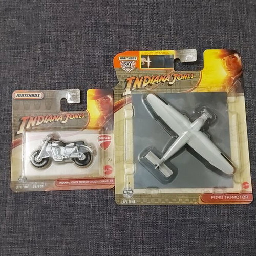 Indiana Jones collectible models new, pack Ducati Scrambler and Ford Tri-Motor