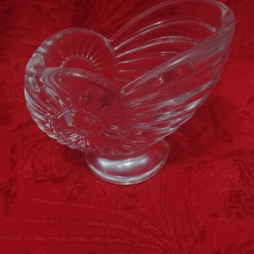 Art Nouveau Vannes le Chatel Nautilus Shell Crystal Candy Dish