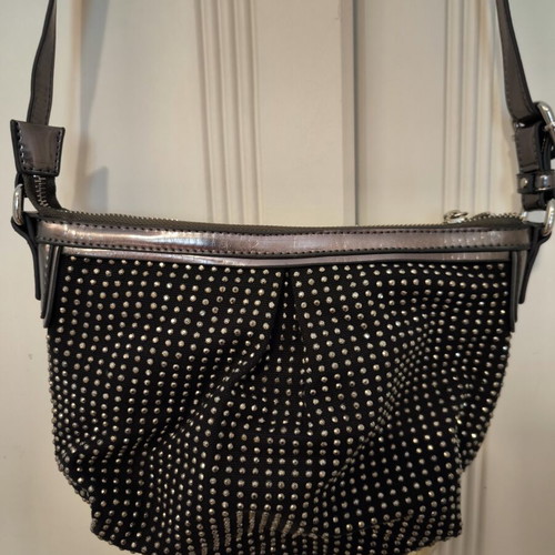 Sisley shoulder and crossbody bag black with gray and brown sequins new