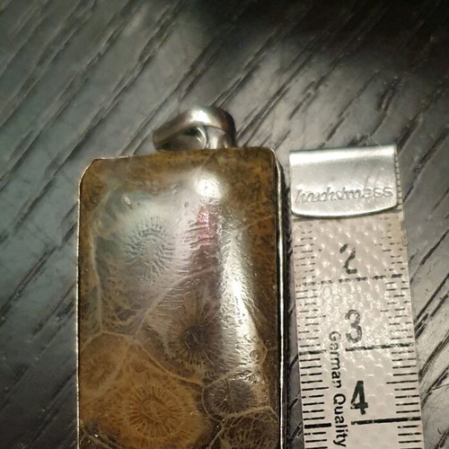Fossil coral pendant necklace new, silver plated, handmade
