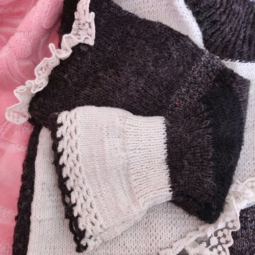 Handmade knitted sweater dress used, oversized lolita style multicolor