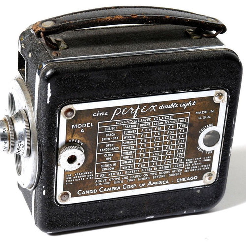Cine Perfex Double Eight film camera used with Wollensak 1/2" f/2.5 lens