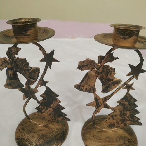 Christmas candle holders used, set of 2 pieces