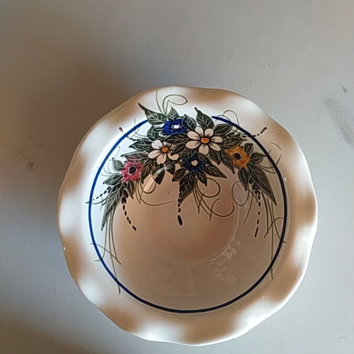Vintage cup and bowl set used, folk art