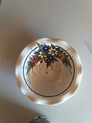 Vintage cup and bowl set used, folk art