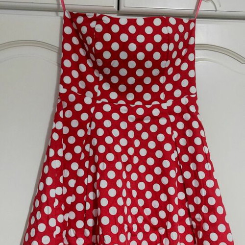 Paranoia polka dot dress new, size S, white and red