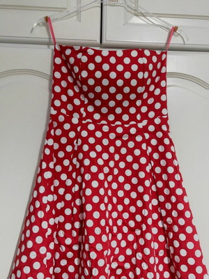 Paranoia polka dot dress new, size S, white and red