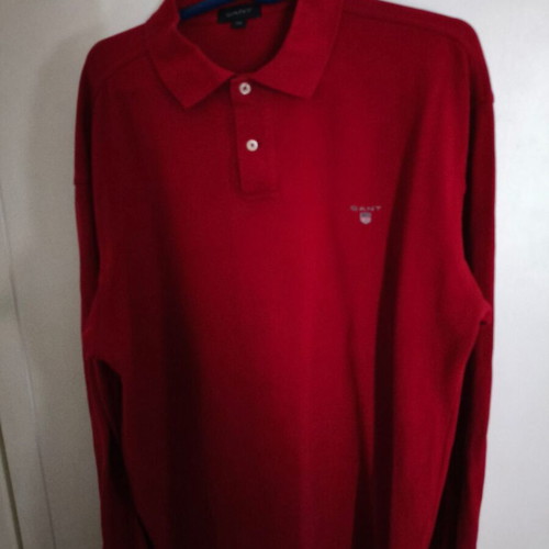Gant Polo Shirt 2XL Long Sleeve Used Bordeaux Cotton