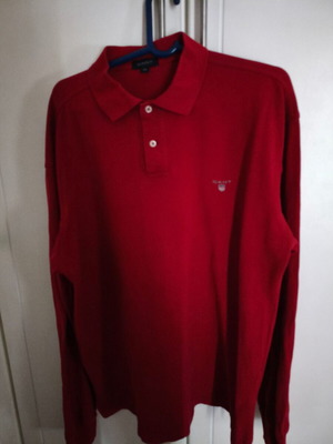 Gant Polo Shirt 2XL Long Sleeve Used Bordeaux Cotton