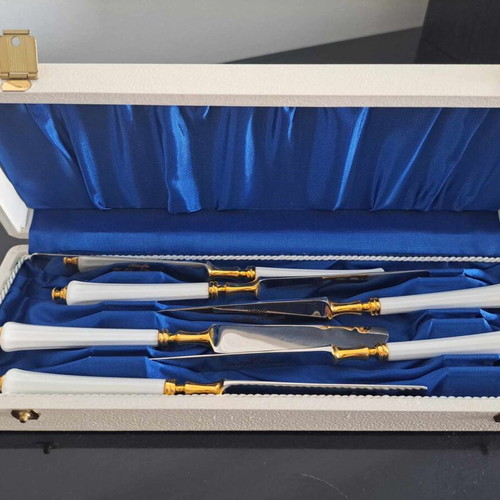 Cutlery set of 6 small vintage knives like new with luxury case