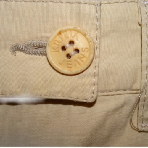 Krizia Jeans Cropped Cotton Pants new, size S beige