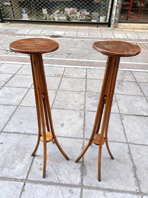 Pair of antique handmade elegant Thonet-style plant stands like new