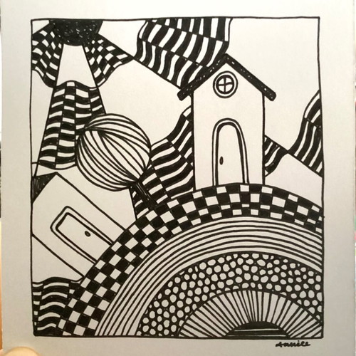 Mini house sketch new, handmade on Bristol 250gr paper