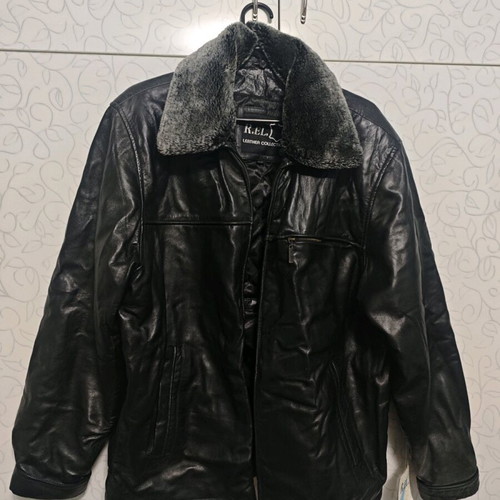 R.EL. LEATHER COLLECTION leather jacket new, black, size L