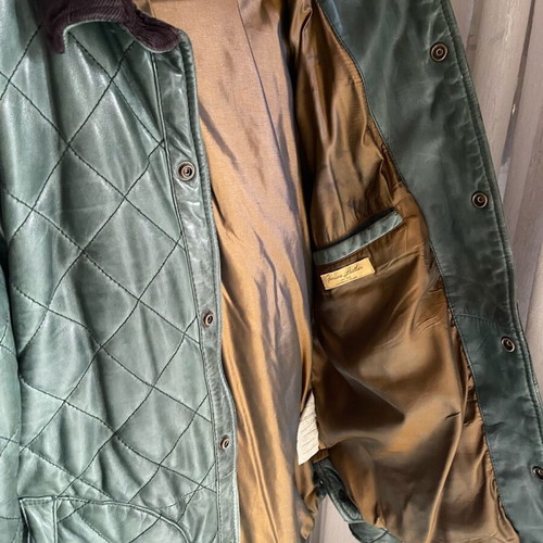Men's unisex leather jacket Scotch Soda used, cypress color, size M