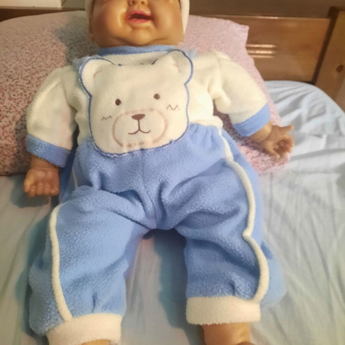 Vintage large doll happy baby in excellent condition, 60 cm tall