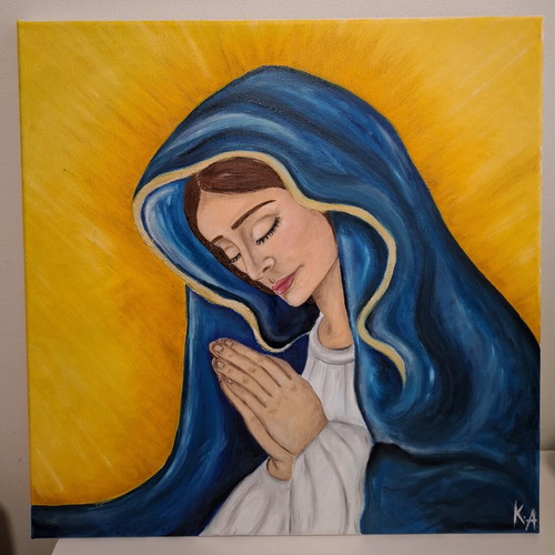 Prayer oil painting new, 40x40 cm
