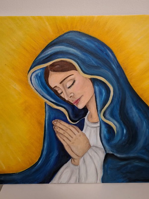 Prayer oil painting new, 40x40 cm