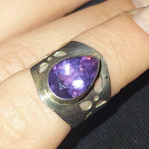 Ring 925 Silver with Semi-Precious Stones Size 6