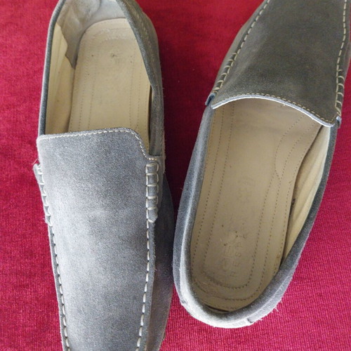 Geox men's leather moccasins size 45 like new, grey suede
