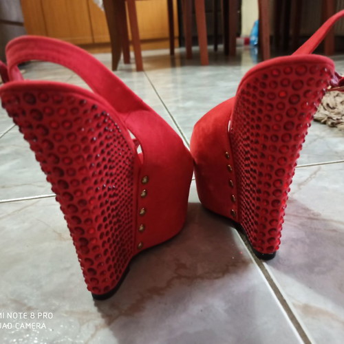 Coral platforms new, size 37, 15cm height with strass and studs