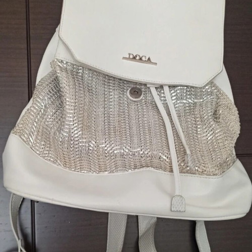 Doca women's backpack like new, white and silver