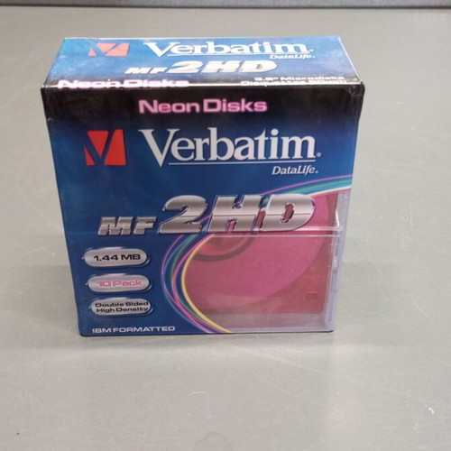 Verbatim Neon Disks Diskettes MF 2HD IBM Formatted 3.5" 1.44MB 10-pack new