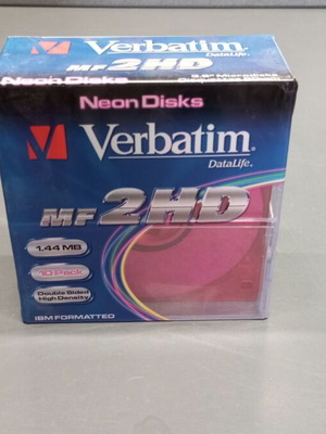Verbatim Neon Disks Diskettes MF 2HD IBM Formatted 3.5" 1.44MB 10-pack new