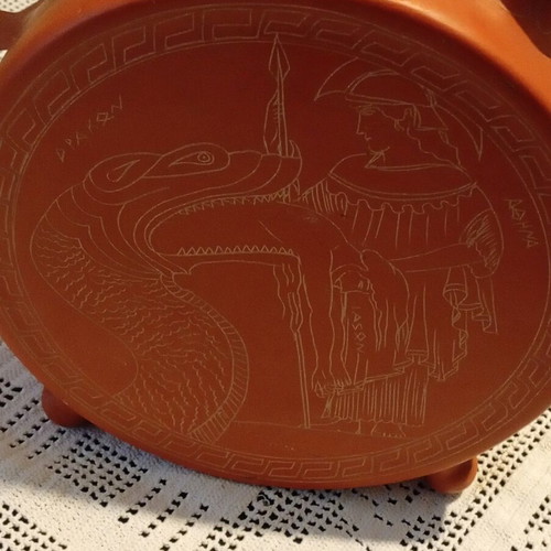 Decorative terracotta vessel vase refurbished