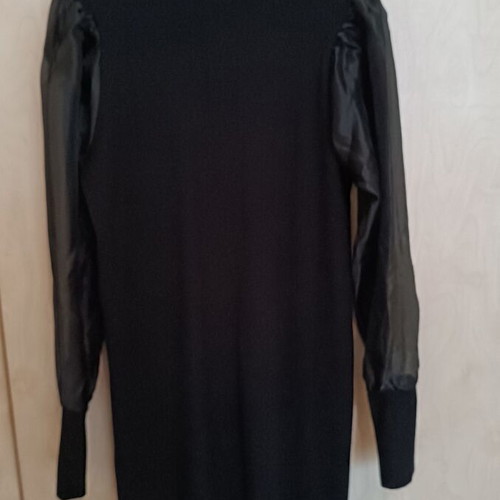 Lynne Black Elastic Dress With Transparent Puffy Sleeves Like New