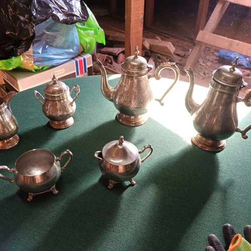 Silver-plated tea set like new, decorative six-piece