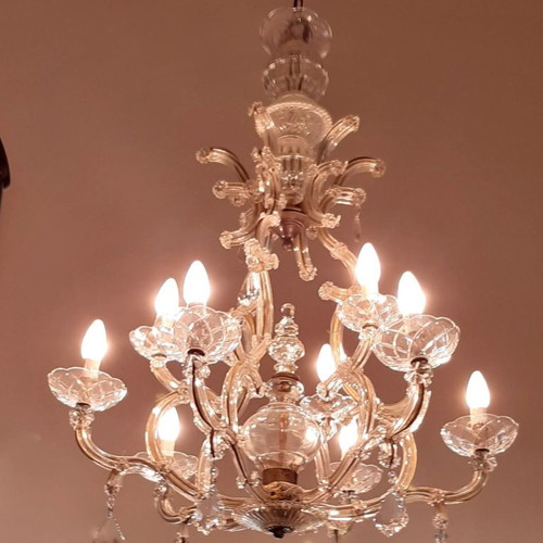 Maria Thiresia antique chandelier used with two wall lamps