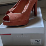 Γόβες Varese peep toe σαν καινούργιο, ταμπά-τερακότα suede