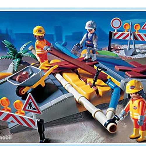 Playmobil 3126 construction repair site set, rare collectible 2002