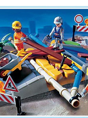 Playmobil 3126 construction repair site set, rare collectible 2002