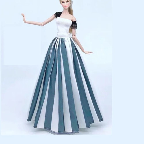 Doll Dress Ocean new, white and blue maxi for 29cm dolls