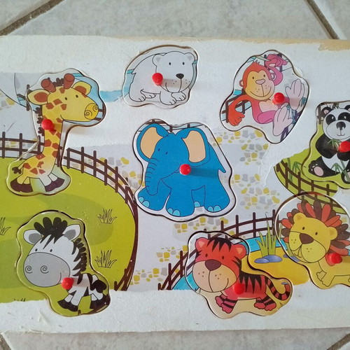 Fisher Price pull toy phone and wooden animal puzzle set