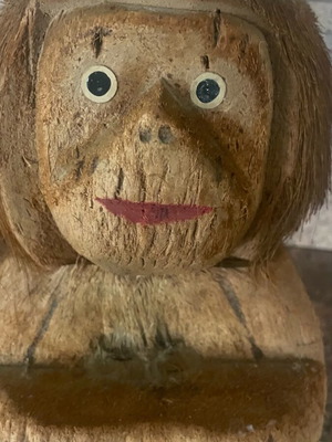 Handmade coconut monkey figurine used