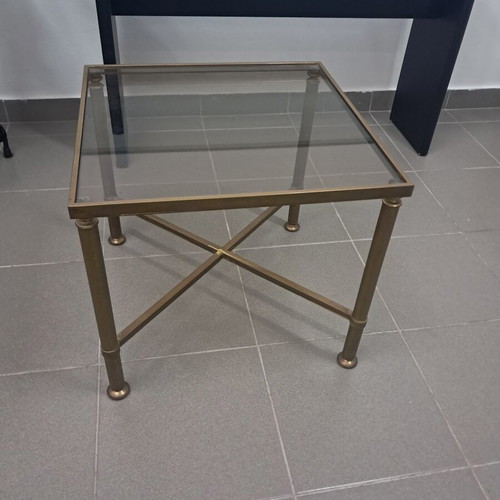 Square coffee table with glass top