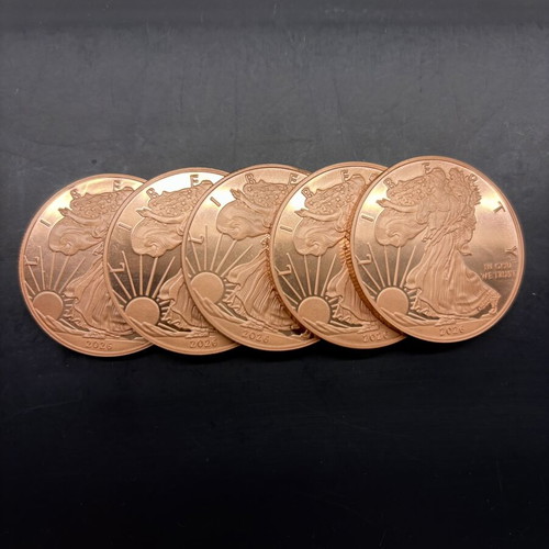 Σετ 5 νομίσματα Walking Liberty USA 999 καθαρός χαλκός σαν καινούργιο
